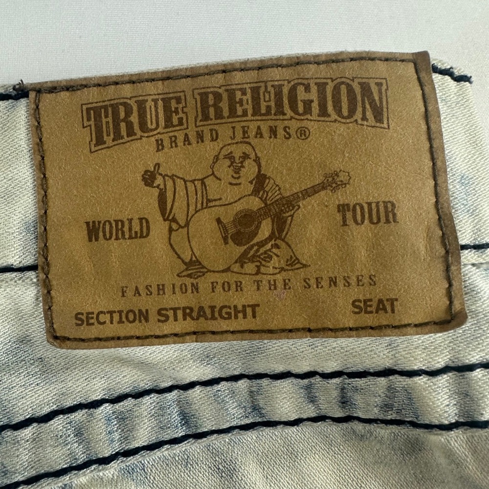 True Religion Mens Size 42 Jeans Acid Wash Denim‎ Straight Leg Pants - Picture 16 of 16